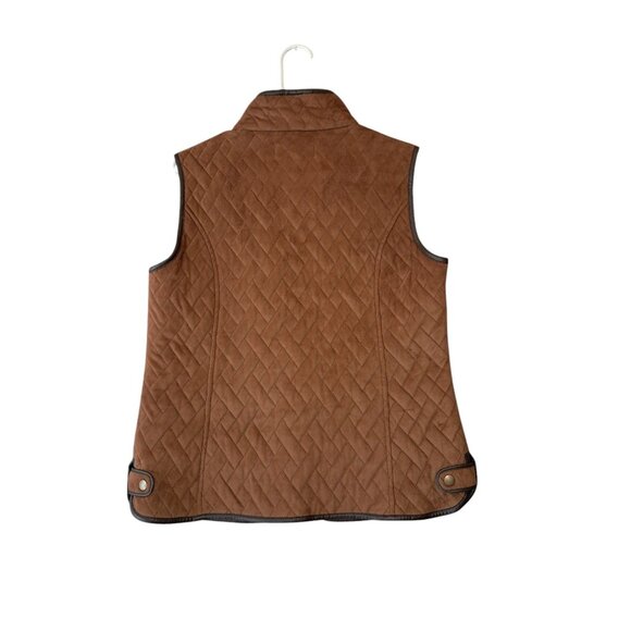 Tasha Polizzi Women's Collection Size L BrownFaux Swede Leopard Print Vest Jacke - Picture 2 of 13